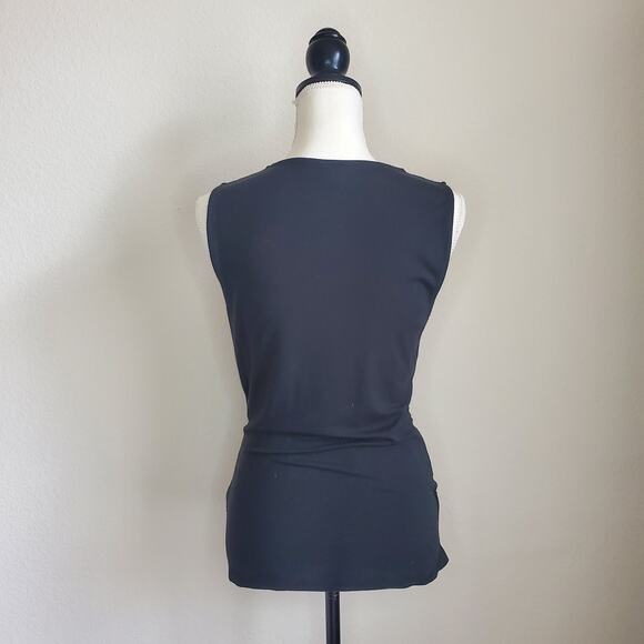 Ann Taylor Black Ruched Top Small - Picture 3 of 8